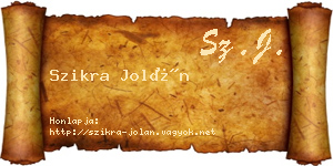 Szikra Jolán névjegykártya